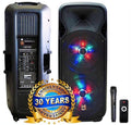 MR DJ AFTERPARTY Dual 15" Bluetooth SpeakerDual 15" Battery Powered Bluetooth Speaker, UHF Wireless Microphone Party Speaker