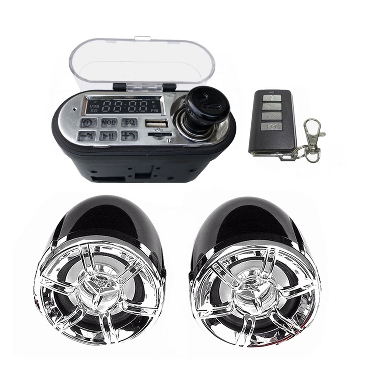 Motorcycle O Sound System Stereo Speaker Waterproof Motorbike Scooter FM Radio Bluetooth USB TF MP3 Music Player Kit ,Quality Sound