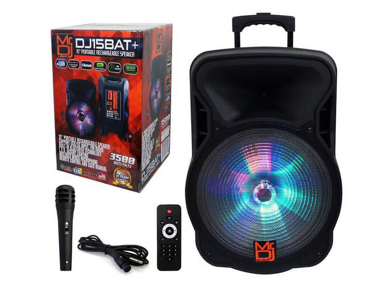 Mr. Dj DJ15BTA 15" 3000W Max Power Speaker with Built-In Bluetooth & Battery LCD/MP3/USB/MICRO SD