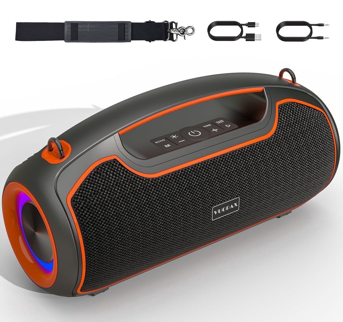 Portable Bluetooth Speaker 200W Peak Wireless, IP65 Waterproof Outdoor Speaker with Bass Boost, 24H Battery, TWS and USB/AUX/TF Input for Party
