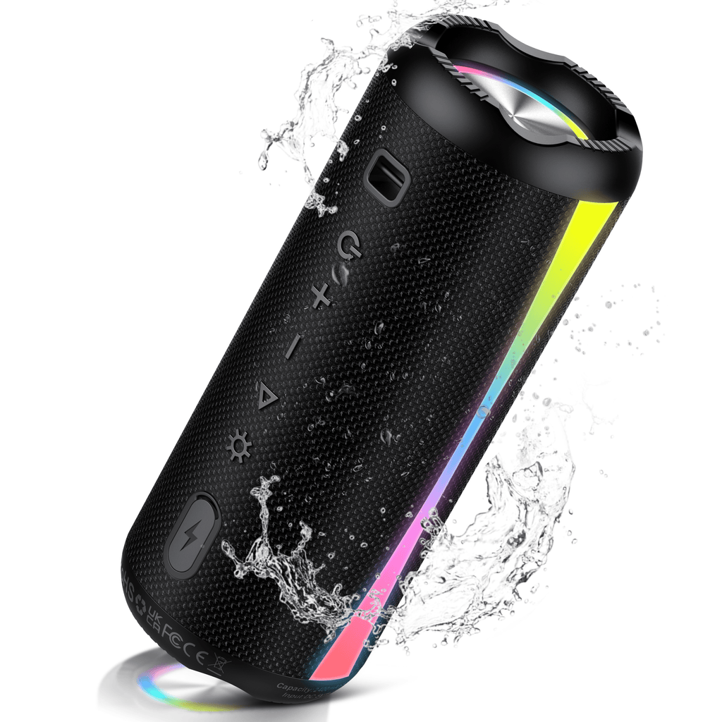 Portable Bluetooth Speaker, Bluetooth 5.4 Wireless Speaker, IPX7 Waterproof, 30W Loud Deep Bass with 20H Palytime, 7 Color RGB Lights, TWS Pairing for Home/Party/Outdoor, Gift