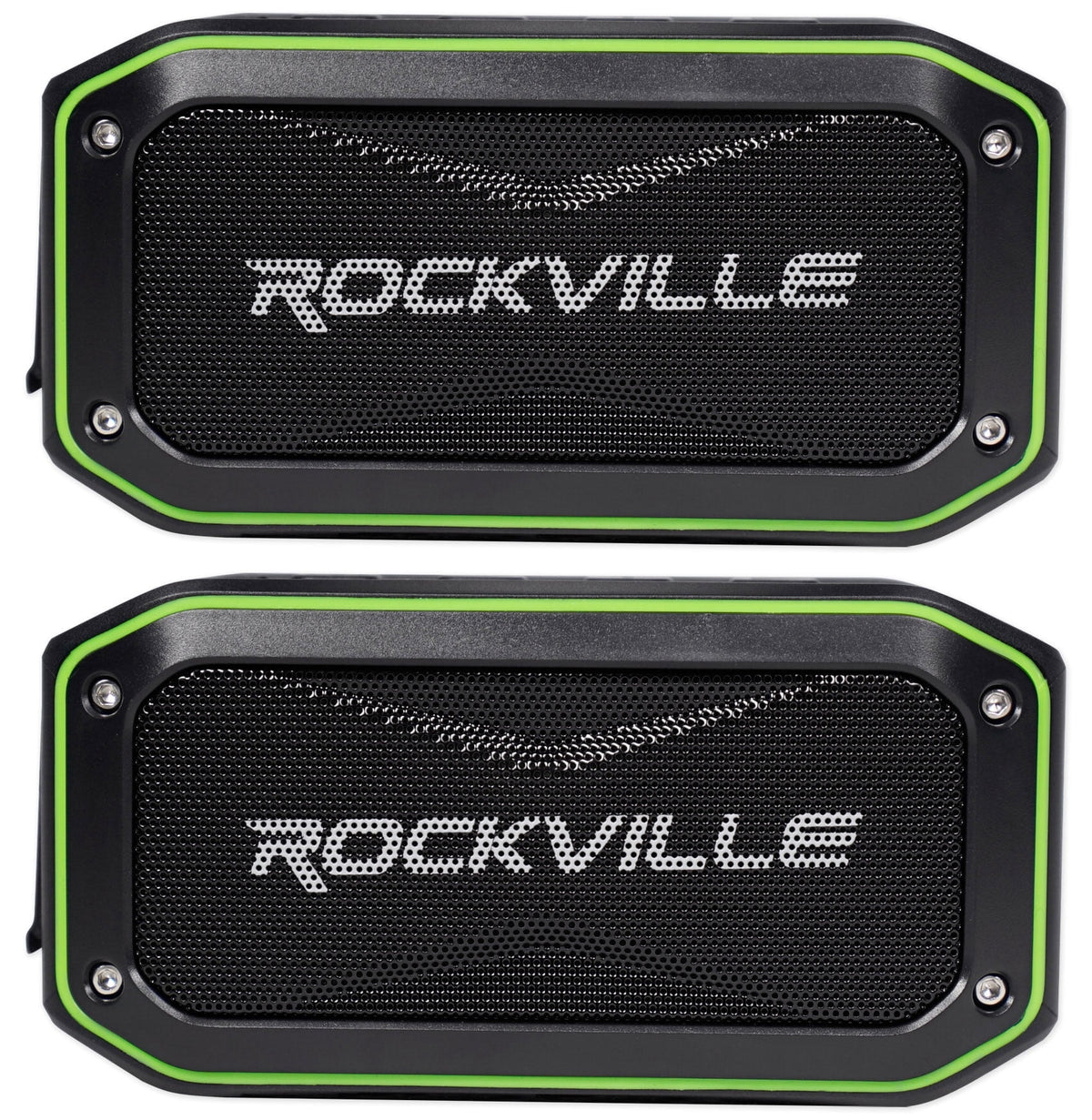 Rockville ROCK ANYWHERE 2-Pack Portable Bluetooth Speaker, 20W Output, 30-Hour Battery, IPX7 Waterproof, TWS Stereo, Includes Handlebar Mount, Cables