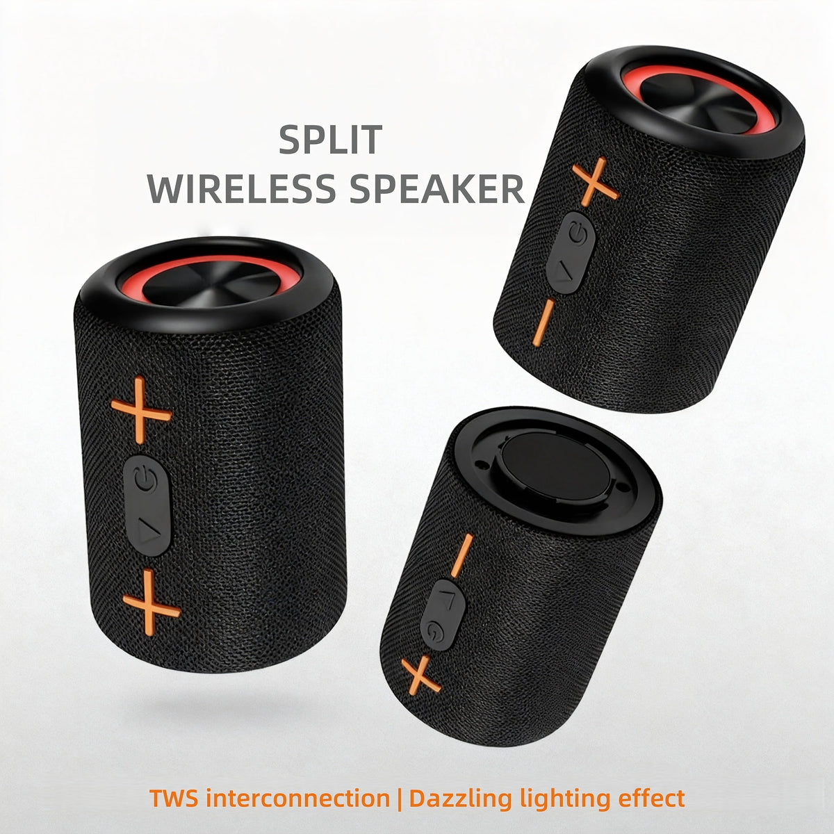 Rotary Buckle Wireless Speaker with RGB Light - Dual-Mode Battery/USB, Stereo Pairing for Indoor Outdoor Party Office Home