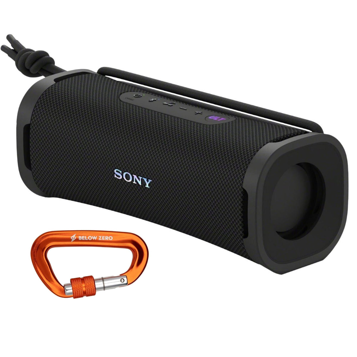 Sony ULT FIELD 1 Bluetooth Wireless Portable Speaker with Echo Canceling Technology (Off-White) Bundle with 12kN Heavy Duty Carabiner with Locking Clamp (Orange) (2 Items)