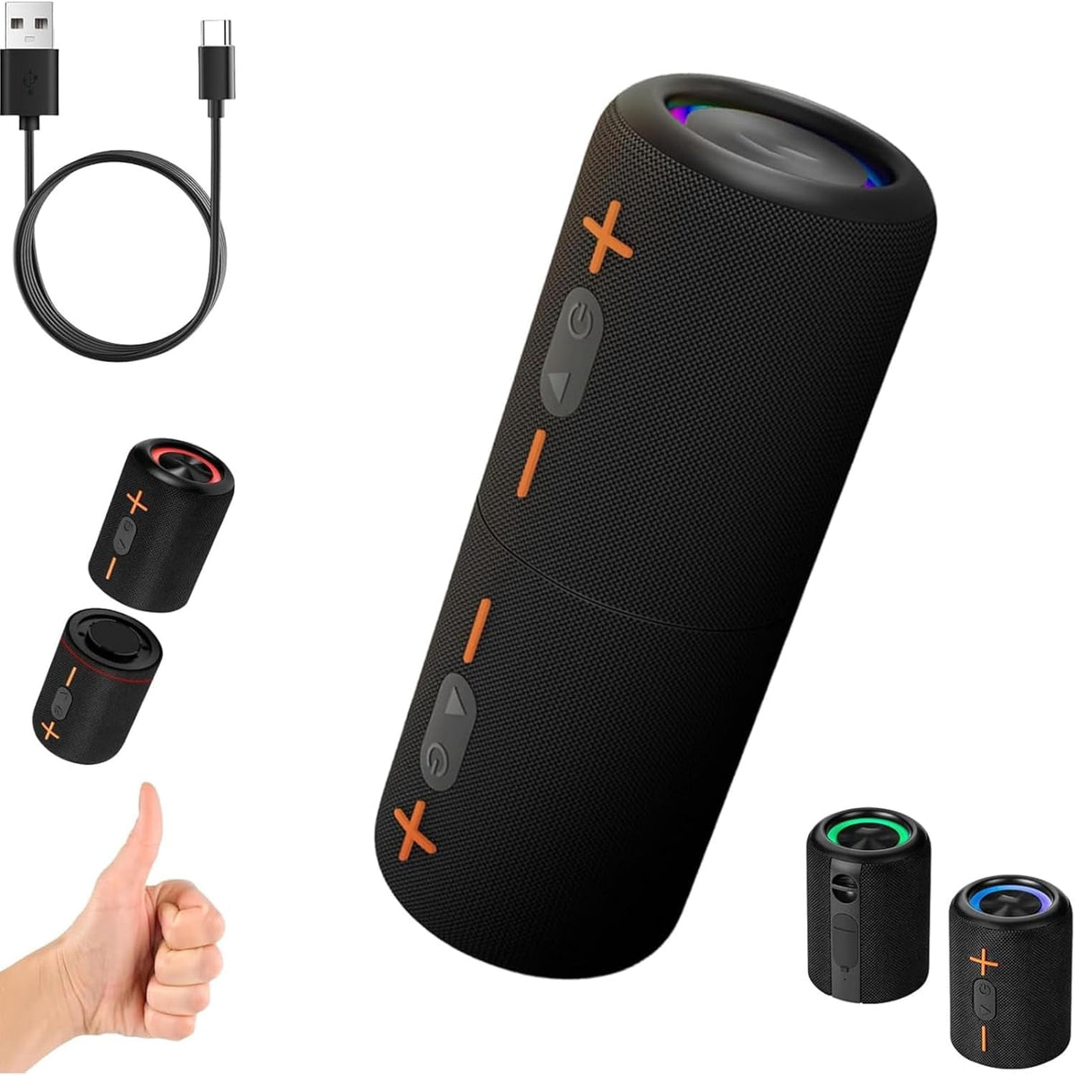 Splittable Bluetooth Speaker, 2 in 1 Portable Pairable Waterproof Wireless Speaker, Waterproof Split Wireless Speakers Bluetooth V5.3 with 20W Loud Stereo Sound, 24H Playtime (2PC)
