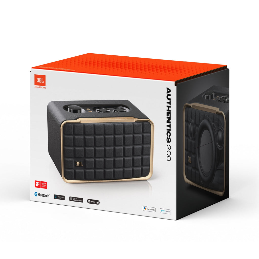 JBL Authentics 300 - Portable smart home speaker with Wi-Fi, Bluetooth and voice assistants with retro design. - Black