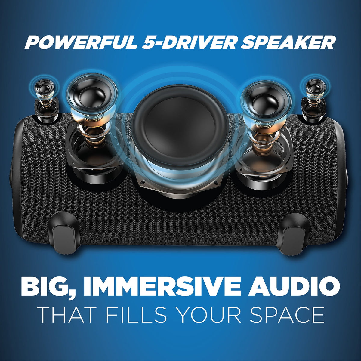 ION 110-Watt-RMS Hype XL Portable Bluetooth Rechargeable Speaker with Lights, Auracast, Mic, USB/Aux, Water-Resistant, up to 12 Hours of Play Time