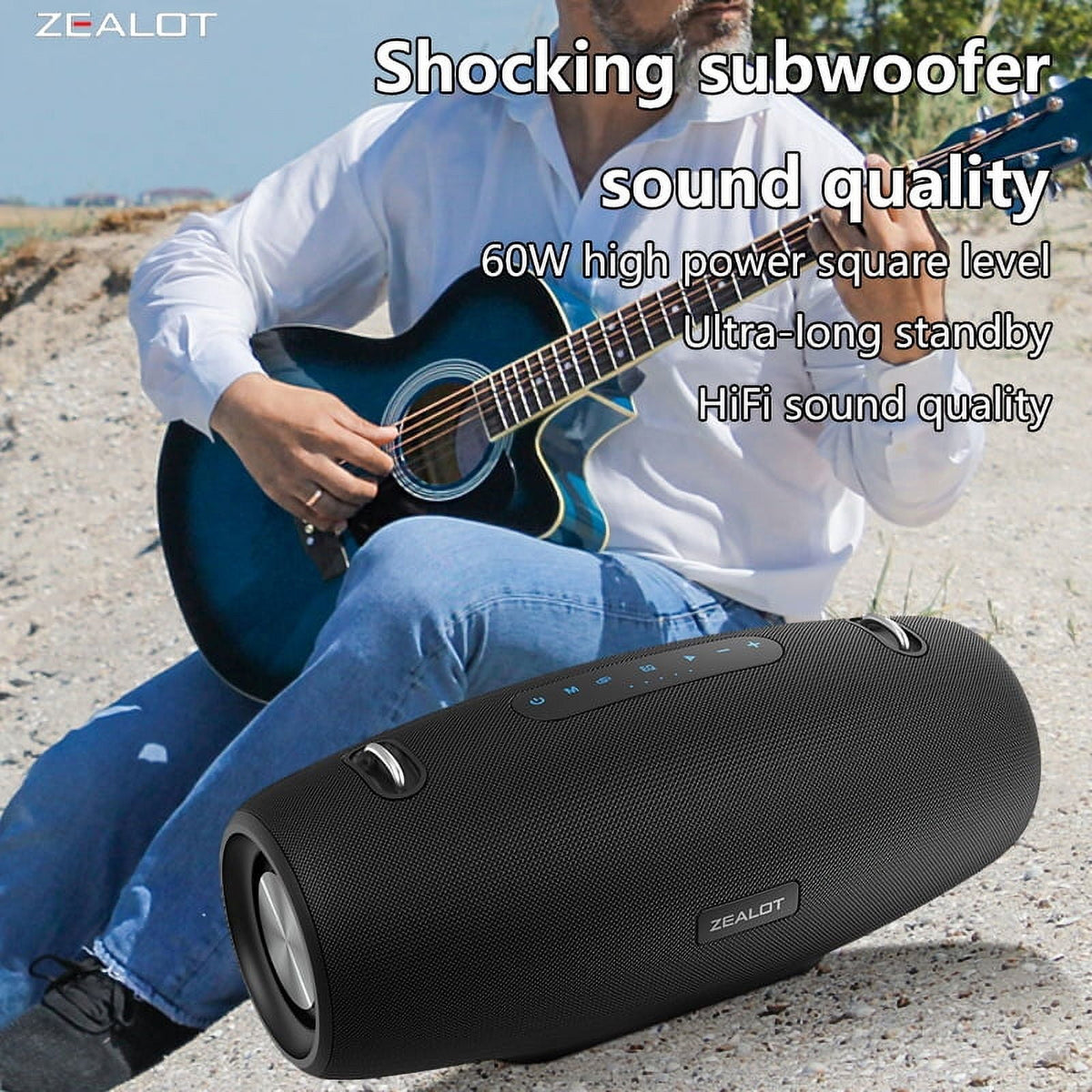 ZEALOT Bluetooth Speaker, Speakers Bluetooth Wireless Loud,75W Waterproof Portable Speaker with 14400MAh Battery,20H Play, Outdoor Wireless Speaker