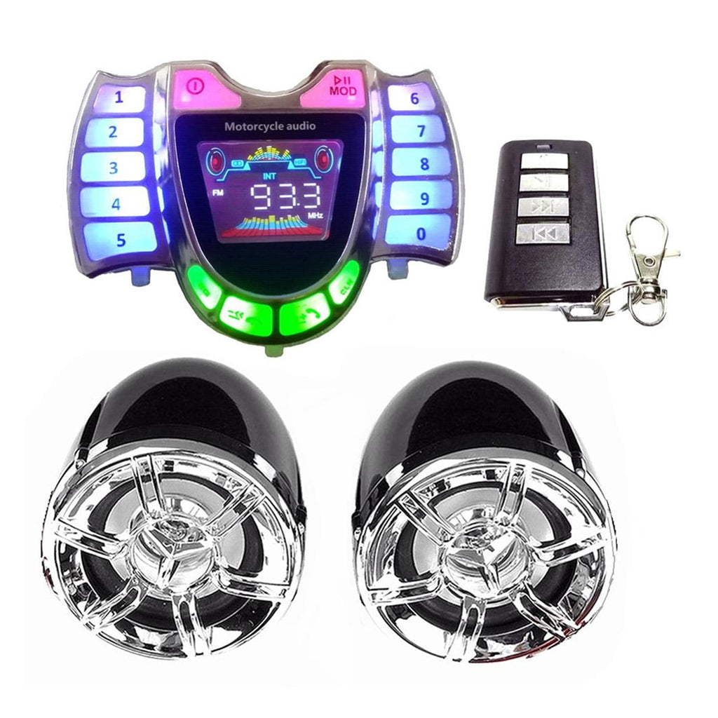 Motorcycle Au-dio Handsfree Bluetooth Stereo Speakers FM Radio Sound System Anti-theif Amplifier MP3 Music Player Remote Control ,Bike Audio