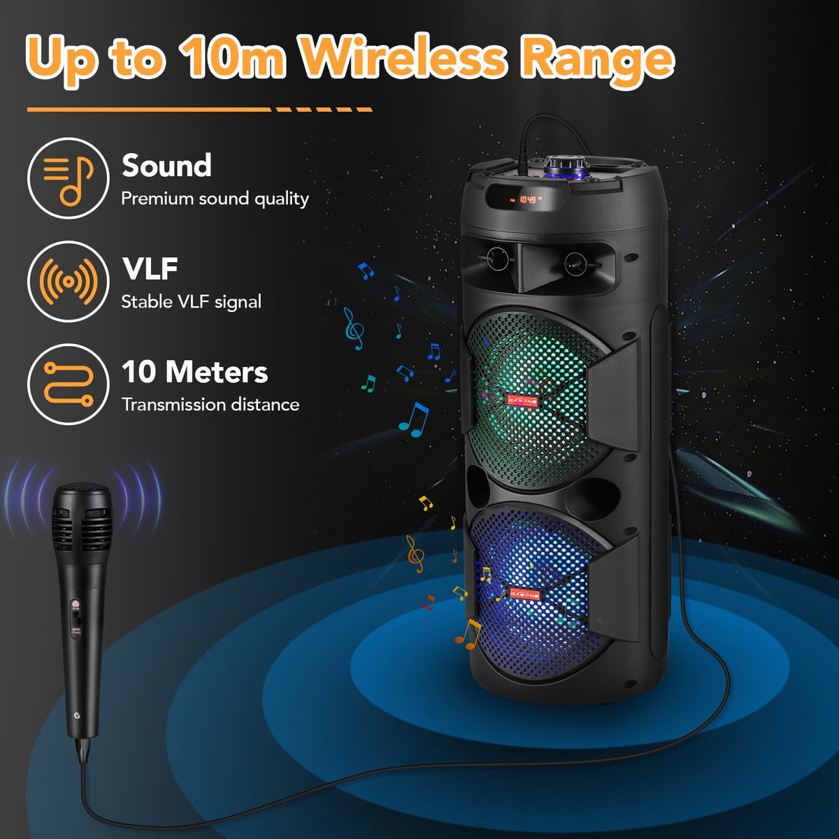 RIDWIND 4000W Peak Power Bluetooth Speakers Portable Wireless Speaker with Double 6.5 inch Subwoofer Heavy Bass,FM Radio, Microphone, Lights, Remote Control TWS Stereo Sound System Speaker