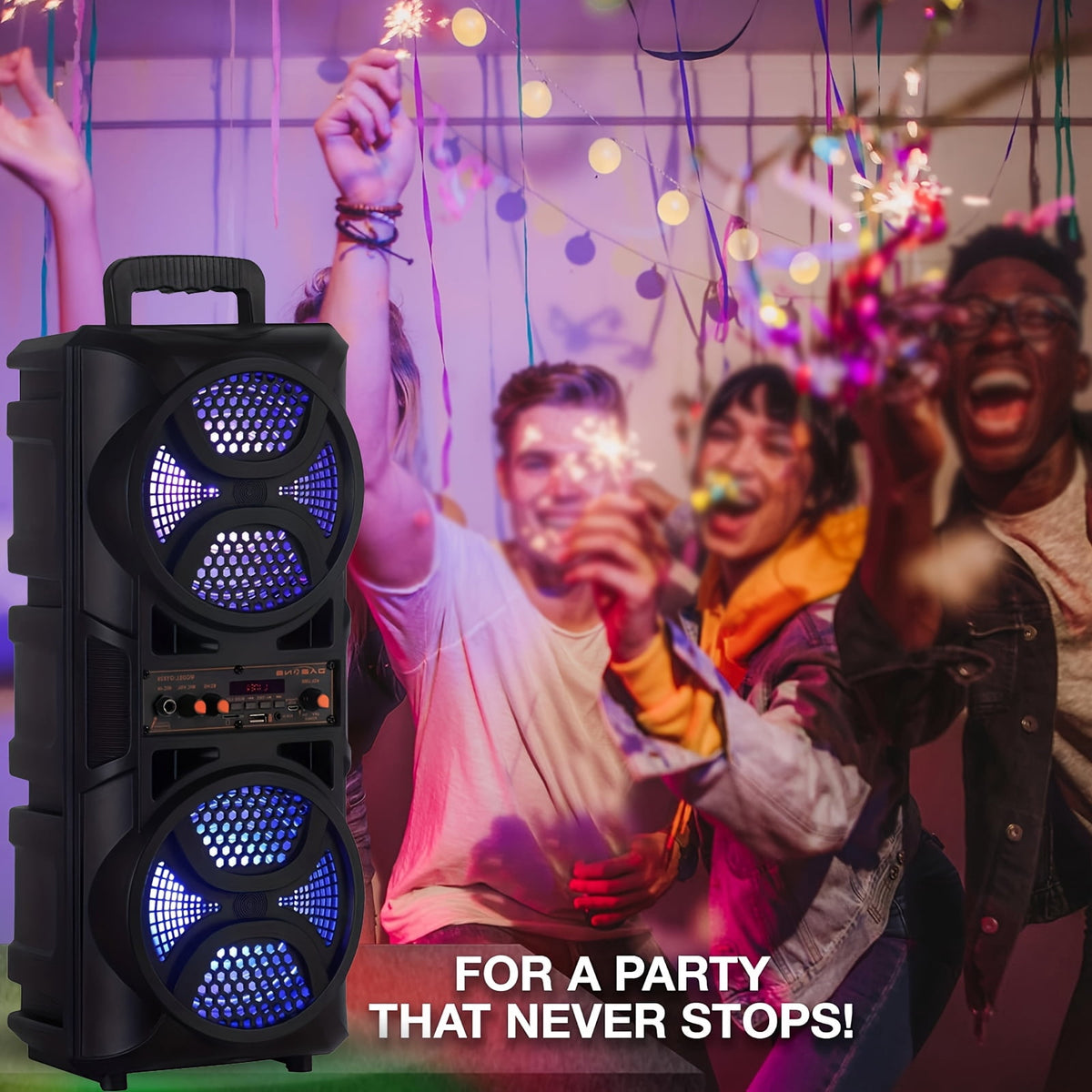 3000W Portable Speaker - Choose 6.5''/8''/10''/12'' Subwoofers - Heavy Bass w/LED Lights - 33ft Wireless Range - For Home/Party/Travel - FM Radio & Stereo Sound