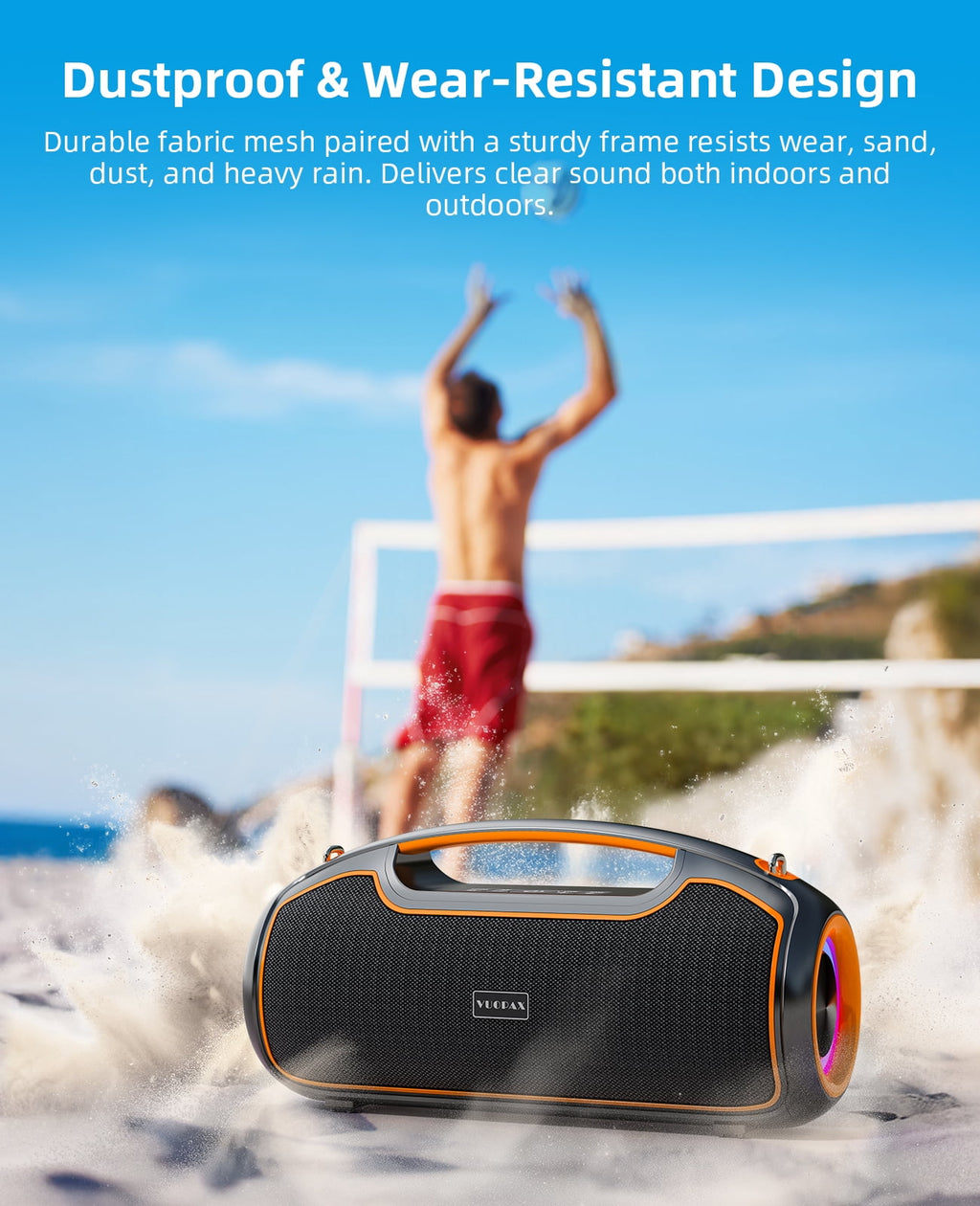 Portable Bluetooth Speaker 200W Peak Wireless, IP65 Waterproof Outdoor Speaker with Bass Boost, 24H Battery, TWS and USB/AUX/TF Input for Party