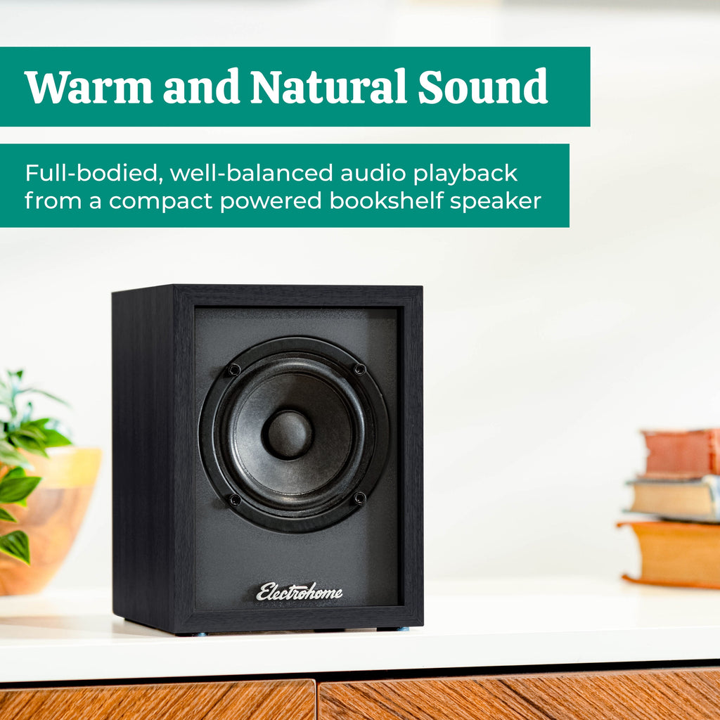 Electrohome Huntley Powered Bookshelf Speakers with Built-in Amplifier and 3" Drivers for Turntable, TV, PC and Wireless Music Streaming featuring Bluetooth 5, RCA and Aux (EB10B)