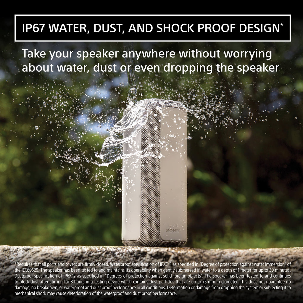 Sony SRS-XE300 Wireless Portable BLUETOOTH Speaker, IP67 Water-resistant, Dustproof and Shockproof, Light Gray