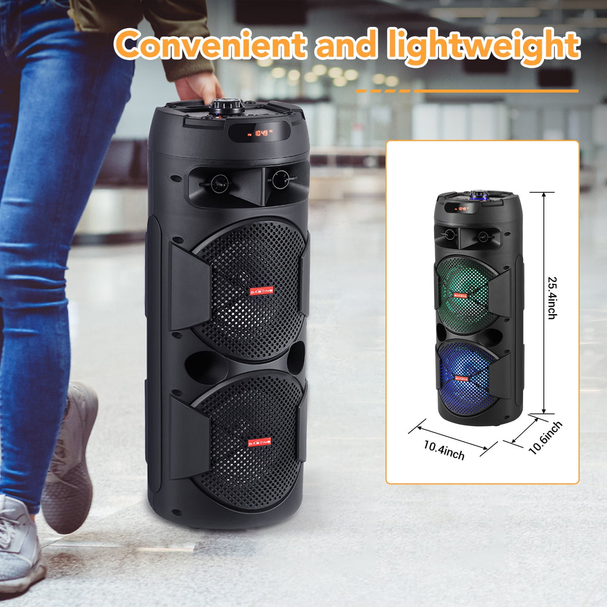 RIDWIND 4000W Peak Power Bluetooth Speakers Portable Wireless Speaker with Double 6.5 inch Subwoofer Heavy Bass,FM Radio, Microphone, Lights, Remote Control TWS Stereo Sound System Speaker