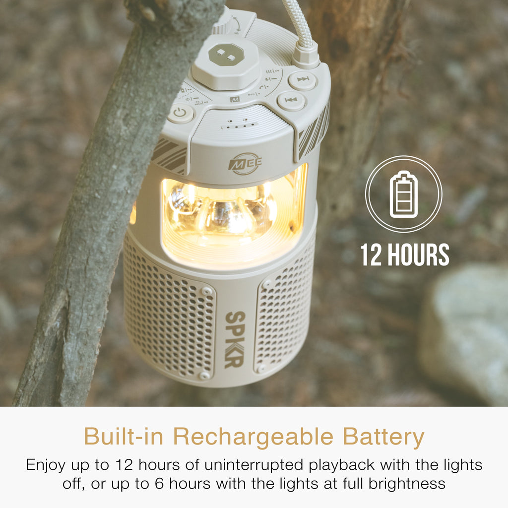 MEE audio lightSPKR Bluetooth Wireless Speaker with Camping Lantern, Rated IPX6 (Midnight Black)