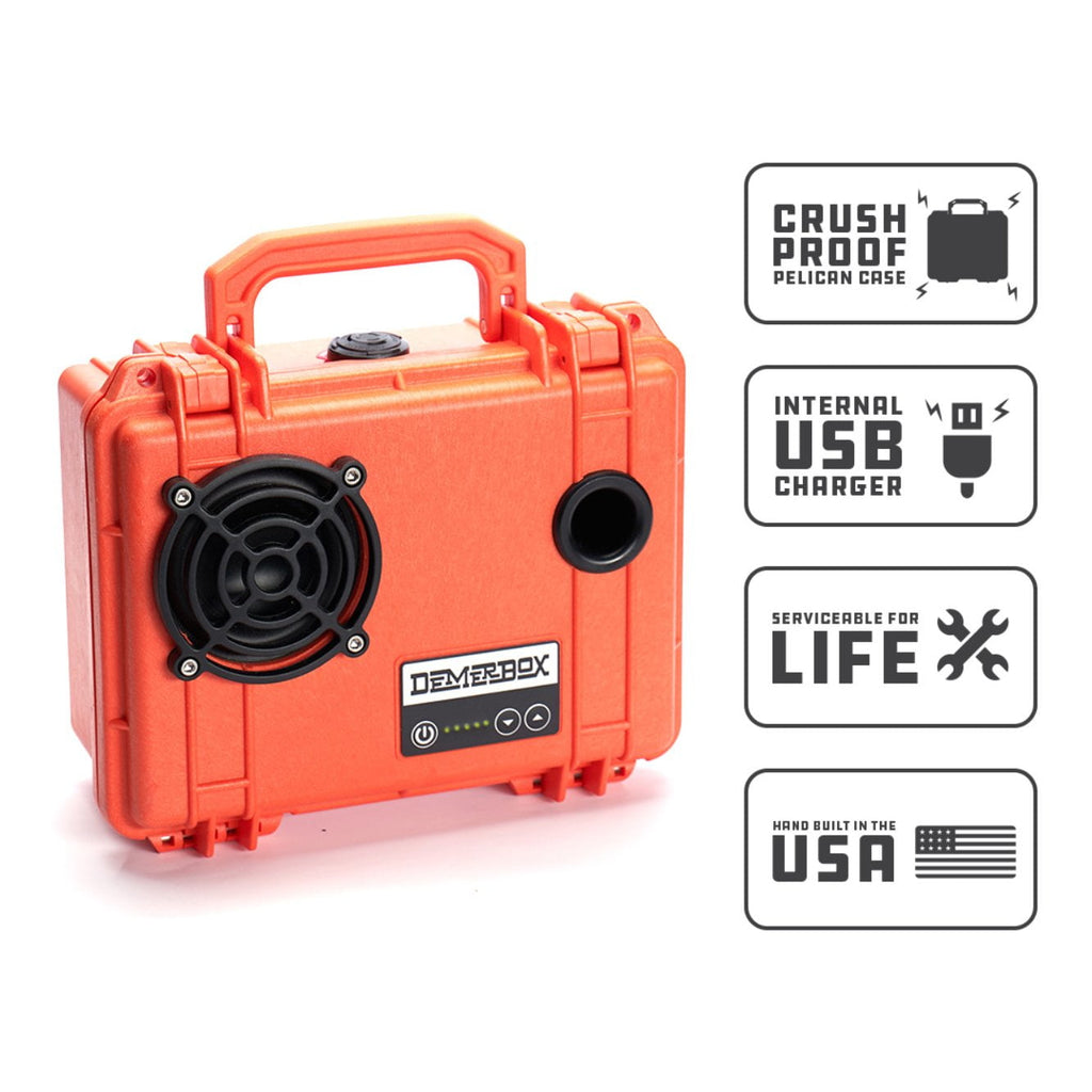 DemerBox Waterproof, Portable, and Rugged Outdoor Speakers. Loud Sound, 40+ hr Battery Life, Dry Box + USB Charging, Pairing Party Mode. Built to Last + Fully Serviceable, Green