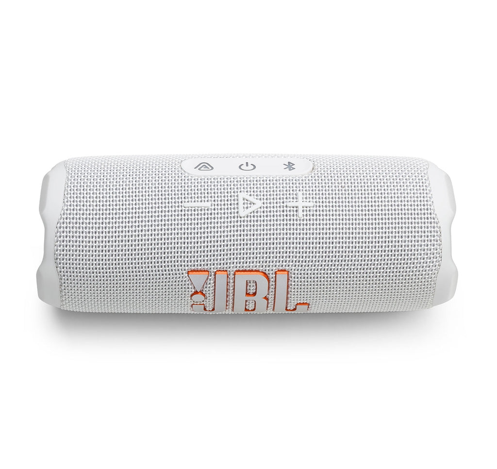 JBL Flip 7 Portable Bluetooth Speaker & 6ft USB-C Braided Cable Bundle - White