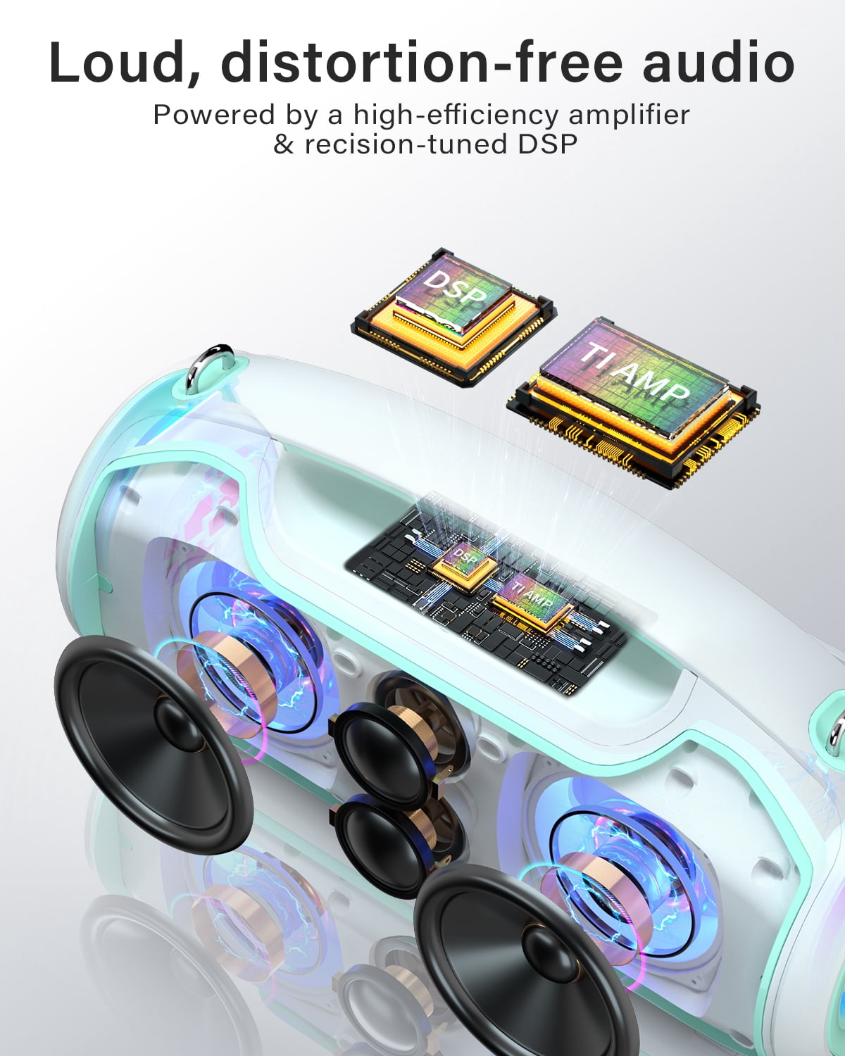 Upgrade Portable Bluetooth Speakers Wireless, 200W PEAK Loud Outdoor Speaker with Deep Bass, IP65 Waterproof, BT5.4, USB-C, RGB Lights, for Party, Camping, Beach, Large Workshop, Garage, 24H Playtime