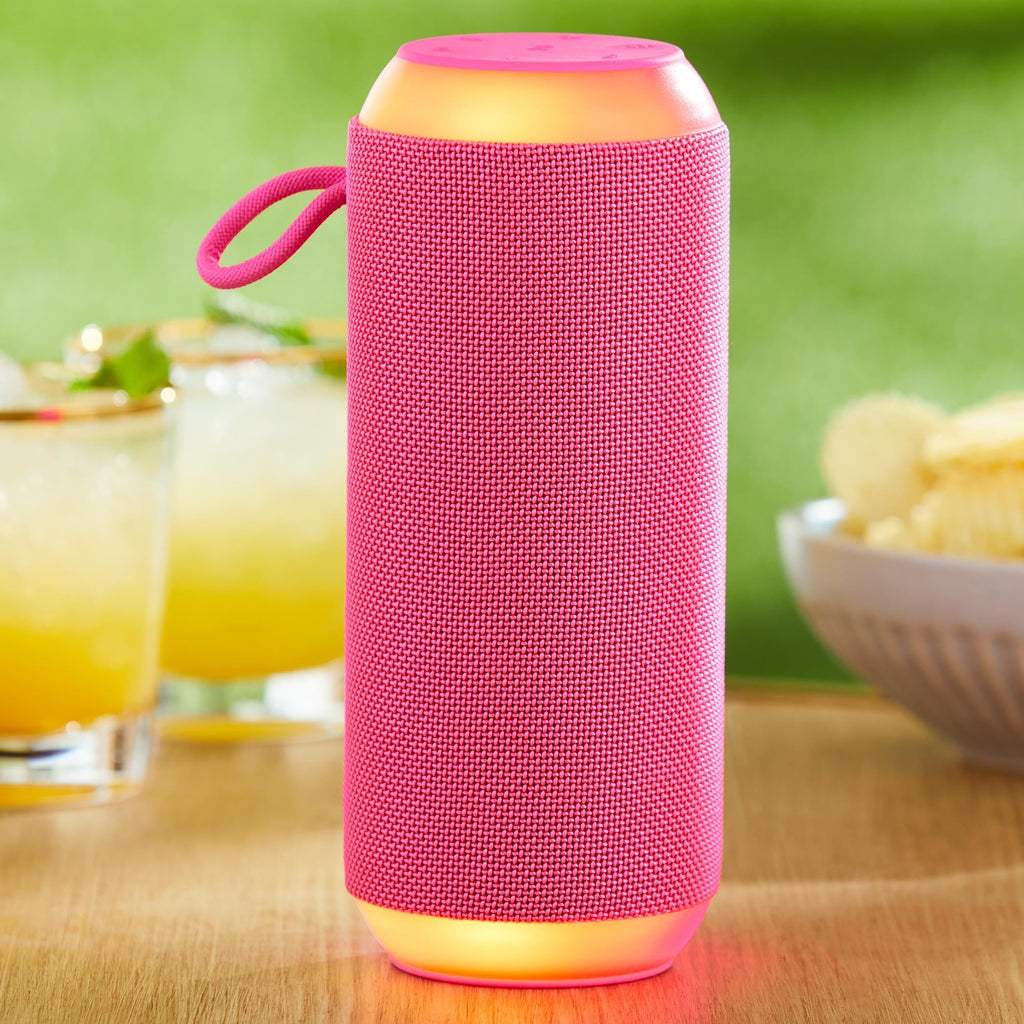 onn Large Rugged Speaker with Bluetooth Wireless Technology and LED Lighting, Camo