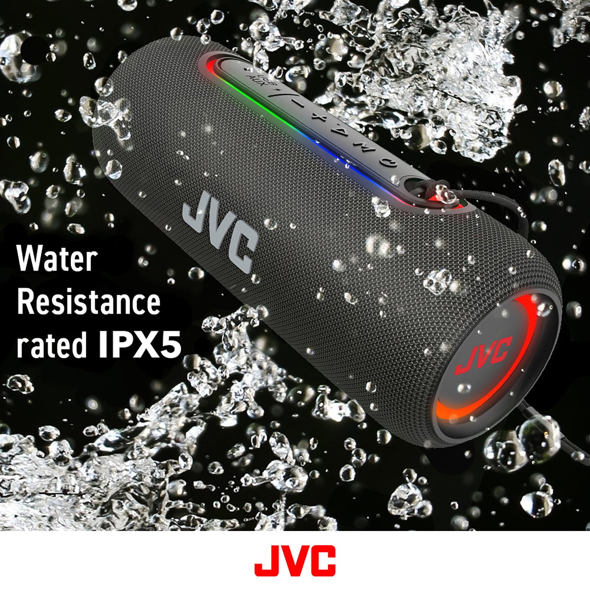 JVC Illuminated Portable Wireless Speaker with 20W max outputs, Dynamic Sound, Bluetooth 5.0, TWS Capability, USB-C, IPX5, AUX in, up to 5-Hour Battery Life - SPPA5BTG (Green)