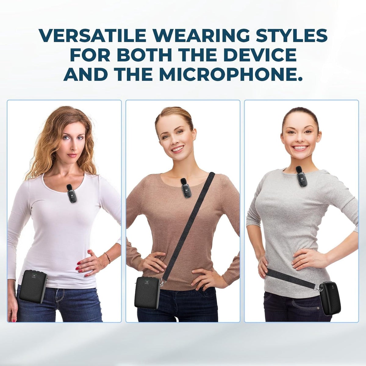 HW HAOWORKS Wireless Voice Amplifier for Teachers - Lapel Mic System Saves Your Voice | 15W Portable PA System with Bluetooth, 12H+ Battery, Auto-Pairing | No Headset, Ultra-Light 18.3g Clip Mic W005