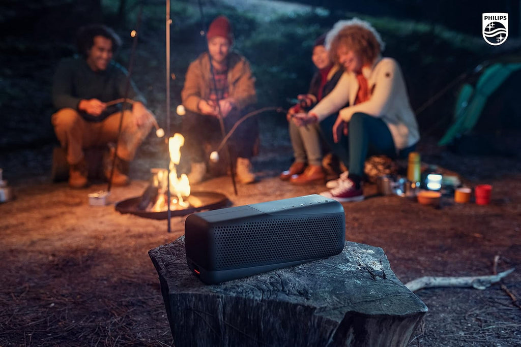 PHILIPS S7807 Wireless Bluetooth Speaker, 7000 Series - 40W Output, IP67 Waterproof, 24-Hour Playtime, Portable with Built-in Microphone, Voice Assistant, USB-C, and Power Bank, Black
