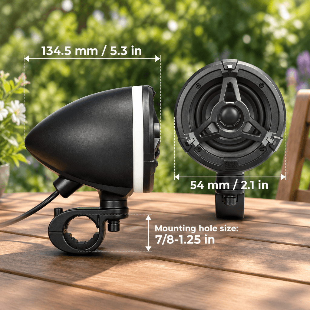 Portable Speakers, 3-inch Full Range Sound System with 50W RMS, IP66 Waterproof, Sync for Group Rides