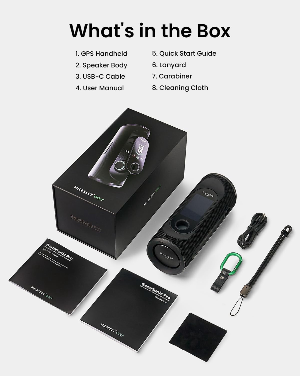 MiLESEEY GeneSonic Pro Golf Speaker with Detachable GPS Rangefinder Handheld, 43000+ No Subscription Preloaded Courses, View & Audible Distances,Touchscreen, 15H Battery, Magnetic, Waterproof