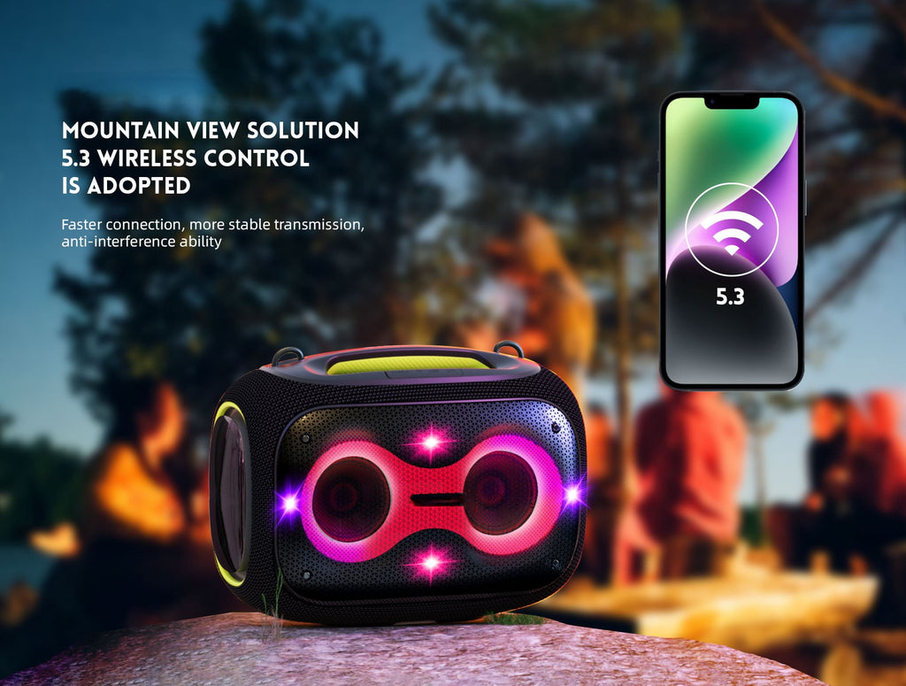 WorryFree Gadgets Portable Bluetooth Speaker with Two Microphones, Deep Bass, Large Party Wireless Speakers, 120W, Blue