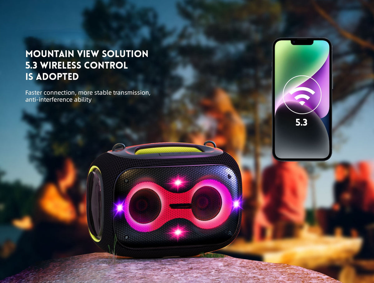 WorryFree Gadgets Portable Bluetooth Speaker with Two Microphones, Deep Bass, Large Party Wireless Speakers, 120W, Black