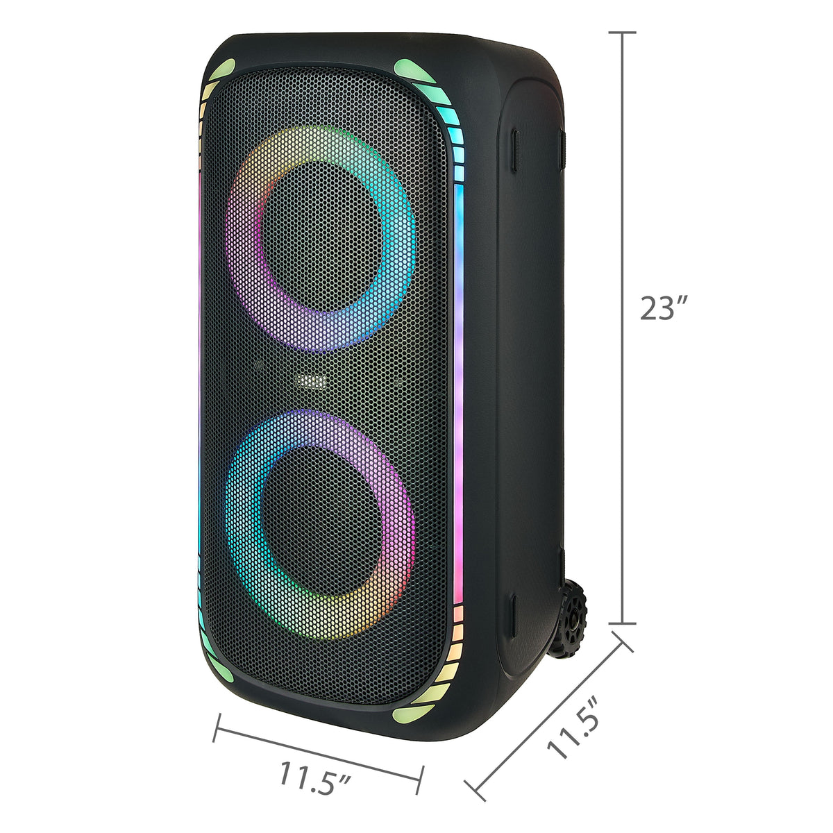 Onn Large Party Speaker Gen 2 with LED Lighting, IPX4 Water-Resistant, 4 Speakers, Black