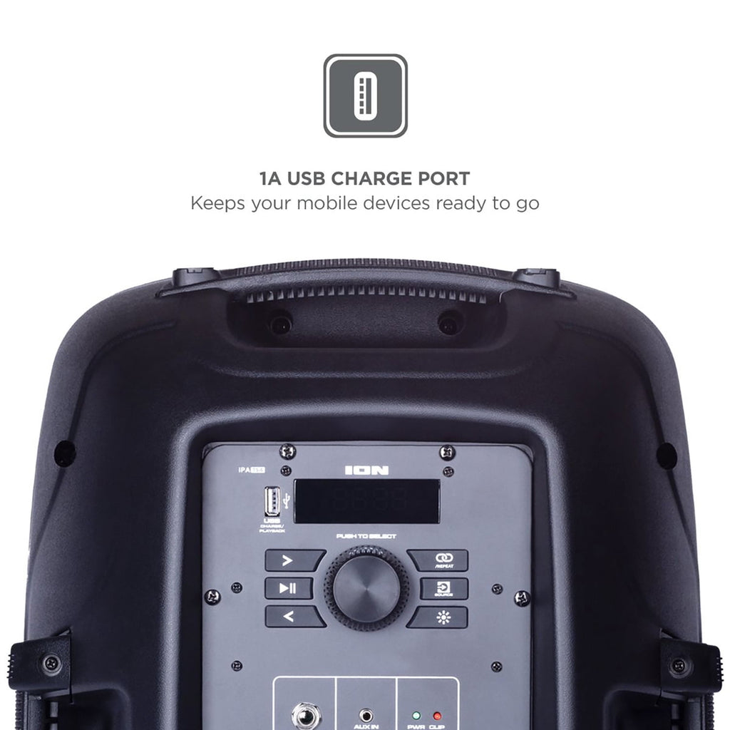 ION Pro Glow Ultra High-Power Portable Bluetooth PA Speaker with Lights, Sonic Wide Audio, and Microphone, Black