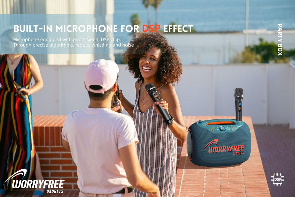 WorryFree Gadgets Portable Bluetooth Speaker with Two Microphones, Deep Bass, Large Party Wireless Speakers, 120W, Blue