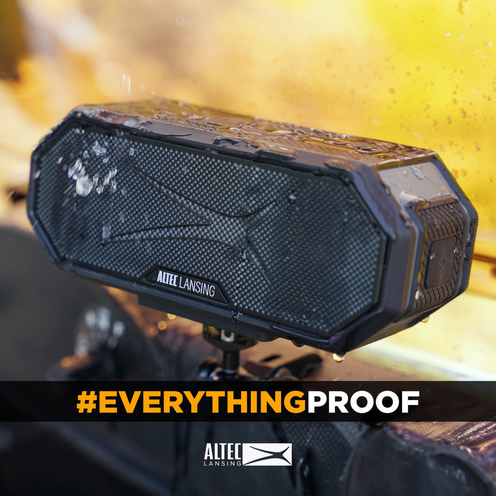 Altec Lansing HydraBlast 2.0 EverythingProof™ Bluetooth Speaker, IP67 Waterproof, 20H Battery, Qi Wireless & USB Charging, LED Lights, Party Sync, 100ft Range