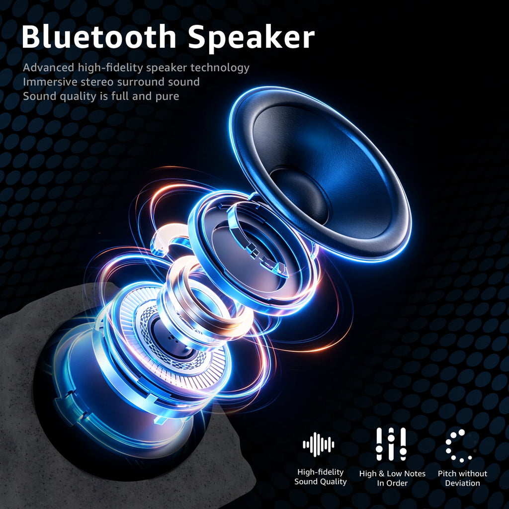 NiceBuy 2-Pack 8.1" Bluetooth Rock Speakers, Powerful Sound Solar Outdoor Wireless TWS Stereo Speaker with RGB Colorful LED Light for Indoor Outside Patio Garden