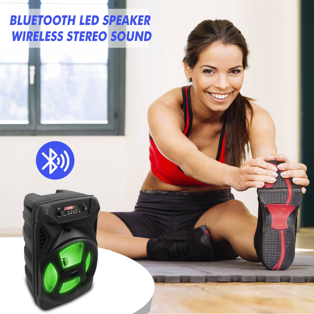 Technical Pro 8" Portable 500 Watts Bluetooth Speaker with Woofer and Tweeter, Festival PA LED Speaker, USB Card Input & True Wireless Stereo