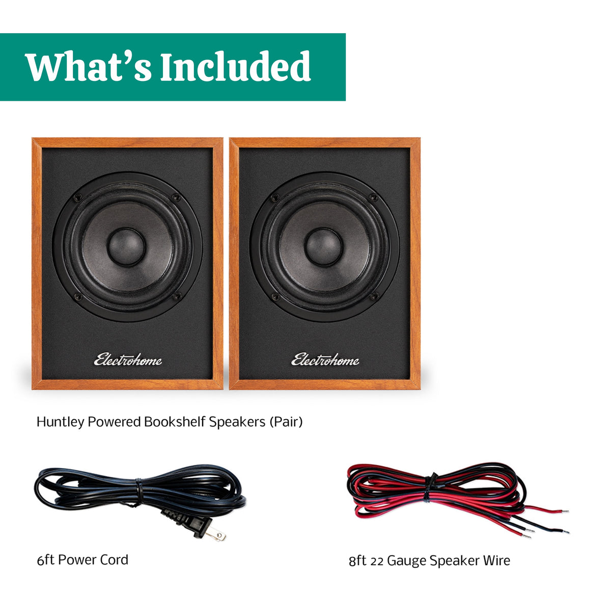 Electrohome Huntley Powered Bookshelf Speakers with Built-in Amplifier and 3" Drivers for Turntable, TV, PC and Wireless Music Streaming featuring Bluetooth 5, RCA and Aux (EB10B)