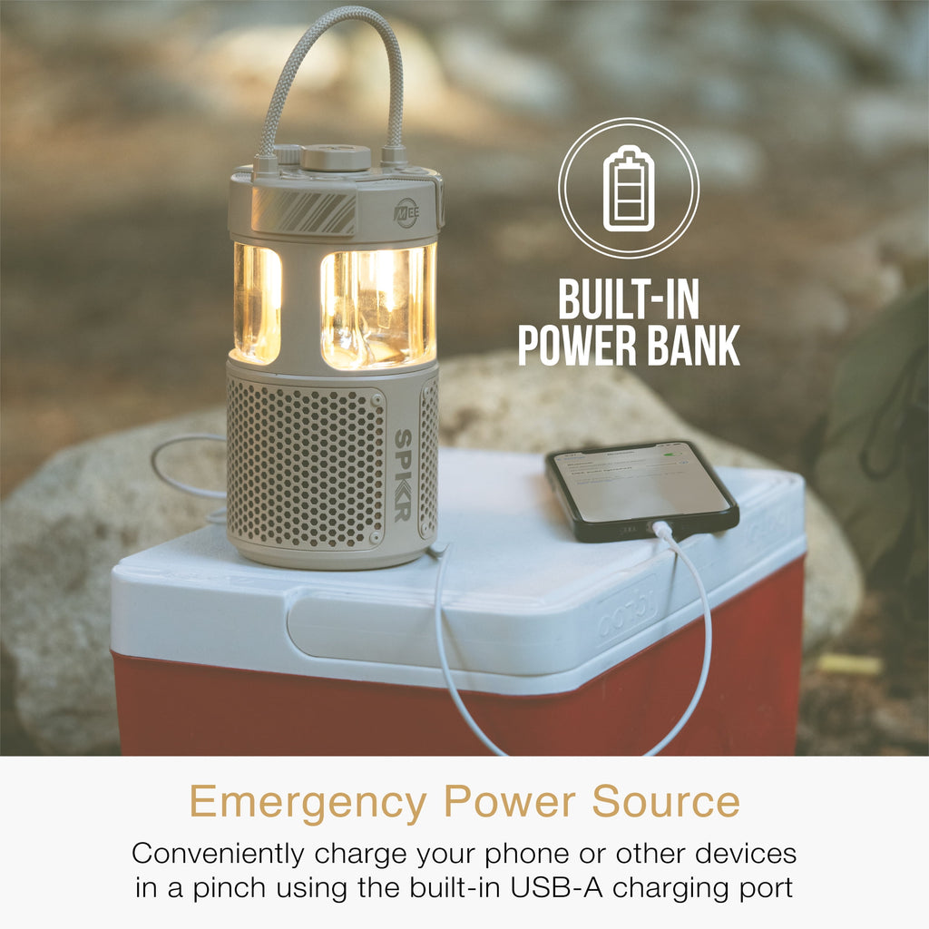 MEE audio lightSPKR Bluetooth Wireless Speaker with Camping Lantern, Rated IPX6 (Midnight Black)