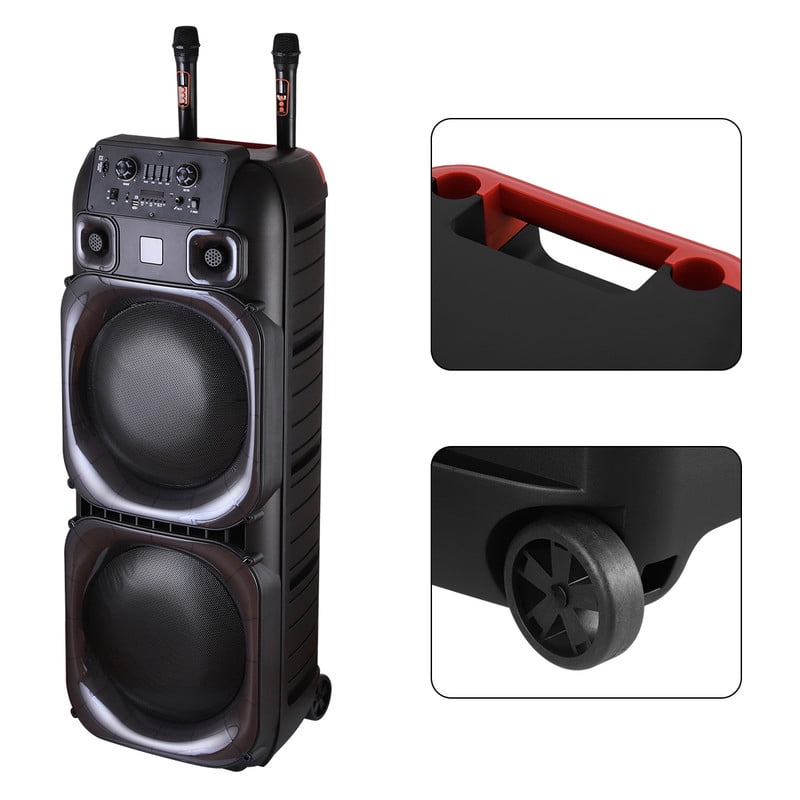 RIDWIND 4000W Peak Power Bluetooth Speakers Portable Wireless Speaker with Double 6.5 inch Subwoofer Heavy Bass,FM Radio, Microphone, Lights, Remote Control TWS Stereo Sound System Speaker