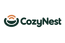 CozyNest 品牌 Logo，暖巢与声波结合的透明背景设计