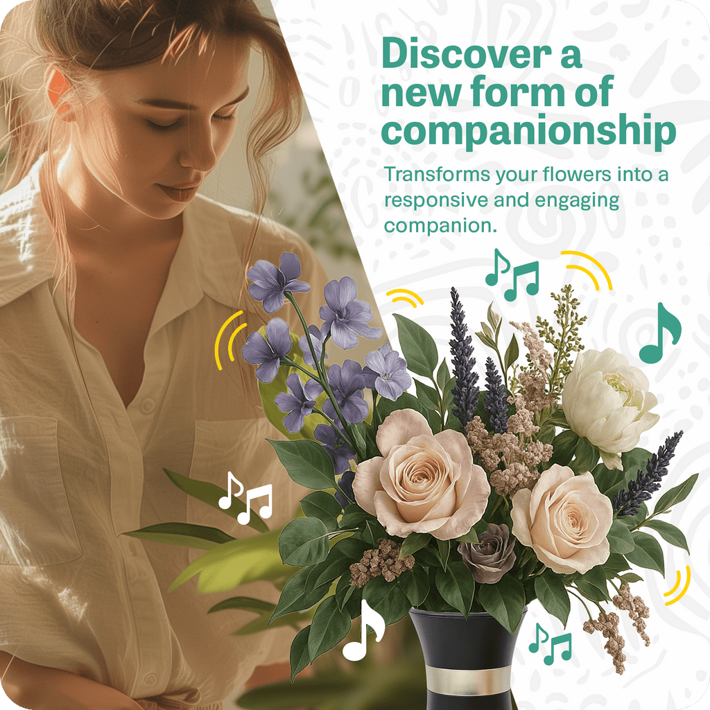 Interactive Flower Vase with Bluetooth Speaker, Voice & Touch Control