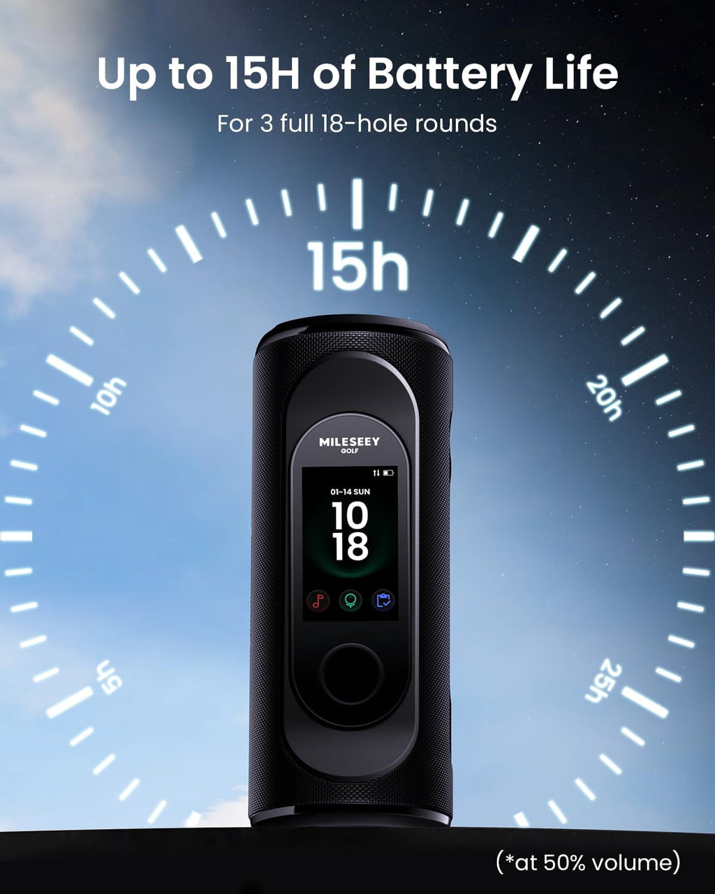 MiLESEEY GeneSonic Pro Golf Speaker with Detachable GPS Rangefinder Handheld, 43000+ No Subscription Preloaded Courses, View & Audible Distances,Touchscreen, 15H Battery, Magnetic, Waterproof