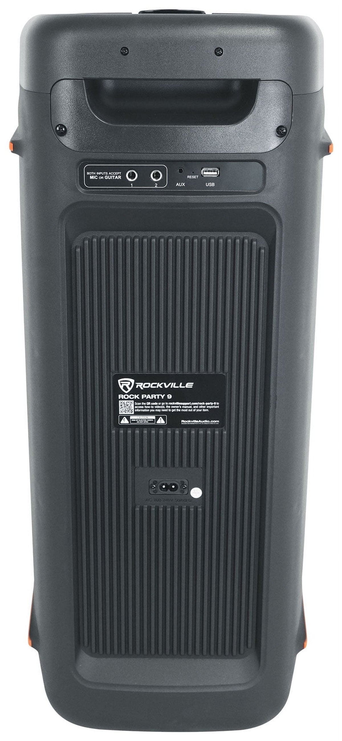 Rockville Rock Party 9 Dual 8" Portable Bluetooth Speaker, 1000W, LED, Karaoke