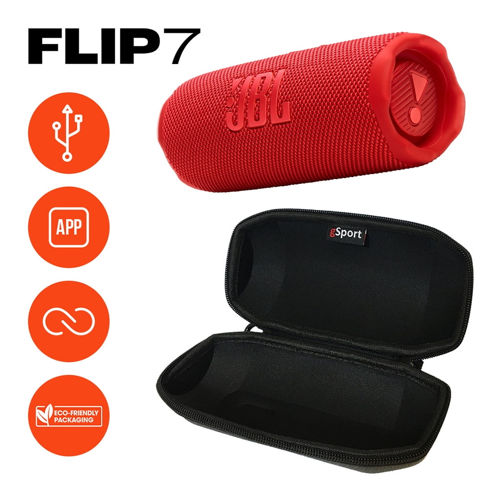 JBL FLIP 7 Waterproof Portable Speaker Bundle with gSport Carbon Fiber Case (Black)