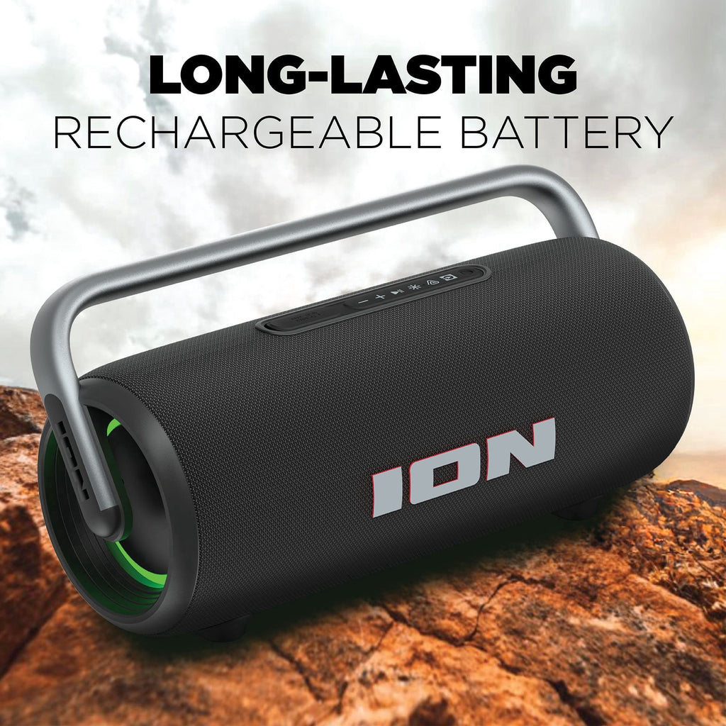 ION Hype XL Portable Bluetooth Speaker with Multi-Color LED Lights, IPX6 Water-Resistant, 10-Hour Battery, USB Playback & Charging
