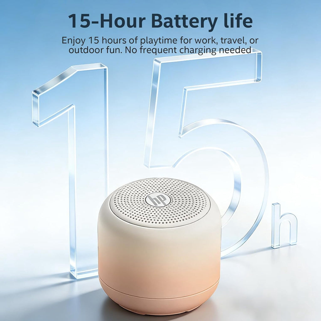 HP Portable Bluetooth Speaker with HiFi Deep Bass, IPX7 Waterproof Mini Wireless Speaker, 15H Battery, TWS Pairing for Outdoor and Home, Milk Tea