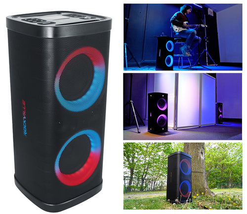 (2) Rockville BASS PARTY 65 V2 Rechargeable LED Wireless Link Bluetooth Speakers