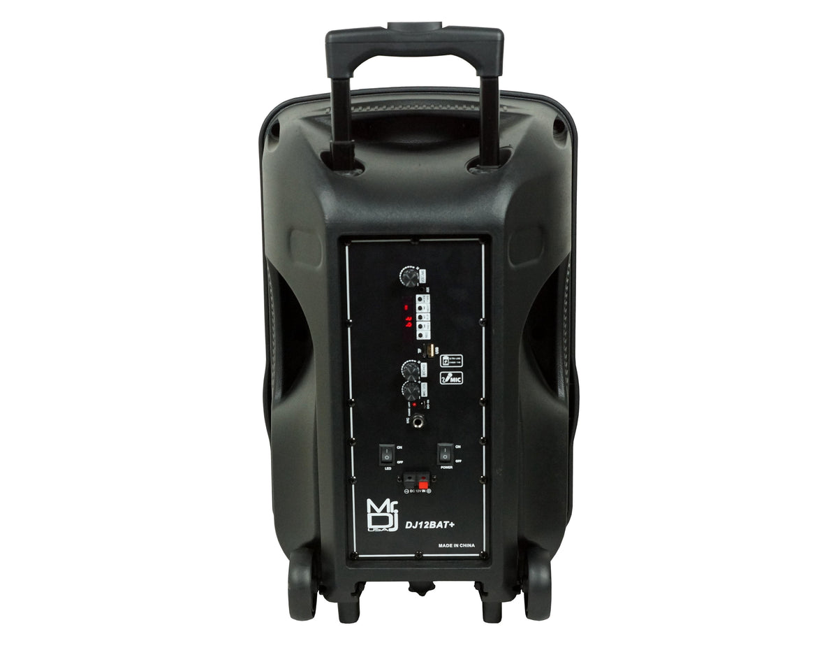 Mr. Dj DJ12BAT+ 12" Portable Bluetooth Speaker12" Portable Trolley PA DJ Active Powered Bluetooth TWS Speaker 3000 Watts LCD/MP3/USB/micro SD