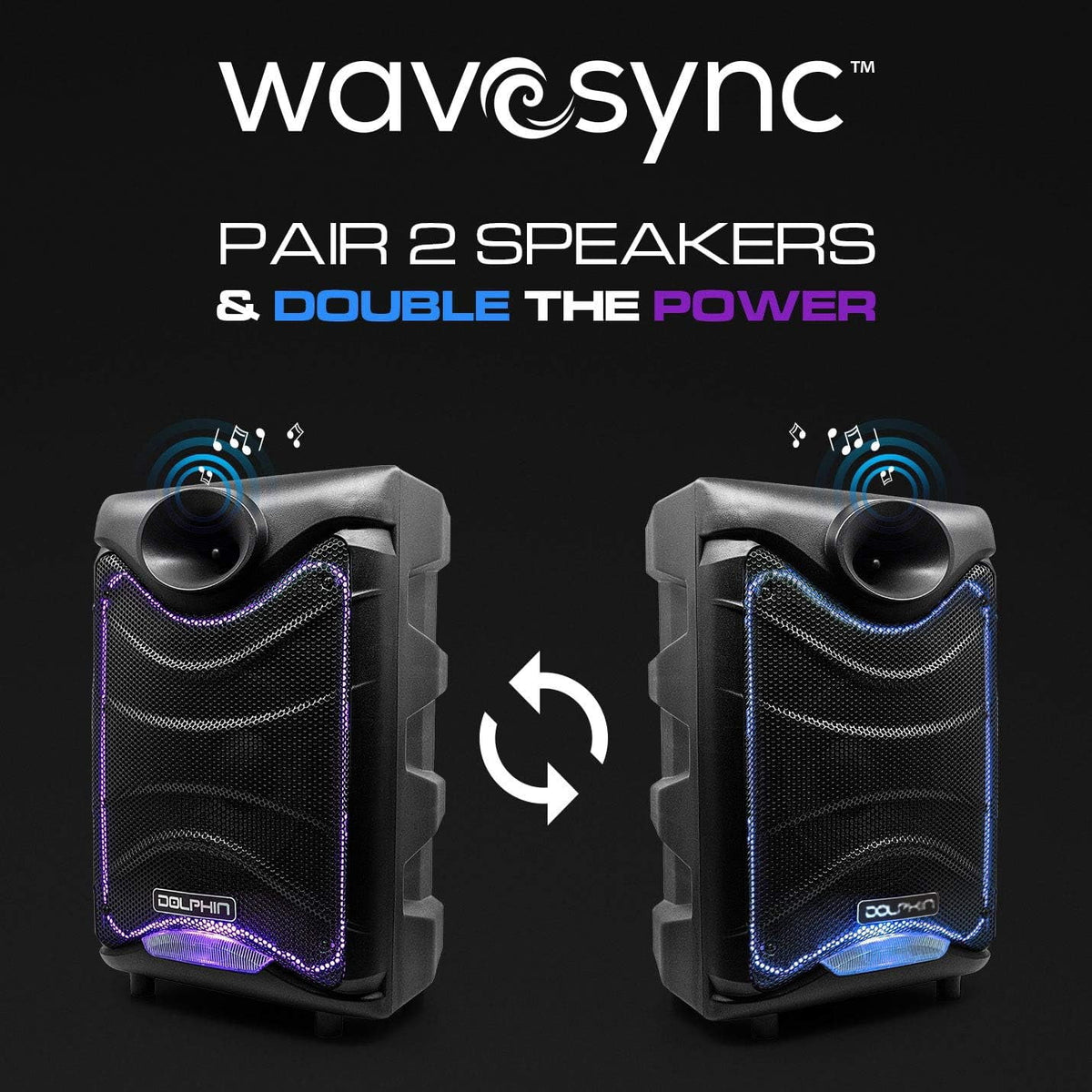 Dolphin SP-850RBT 8-in Portable Bluetooth Party Speaker with Mic, Lights, FM Radio, USB, Rechargeable Battery